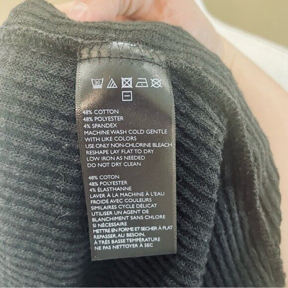 Free People Beach Black Open Back Waffle Knit Short Sleeve Turtleneck Small - Picture 3 of 7